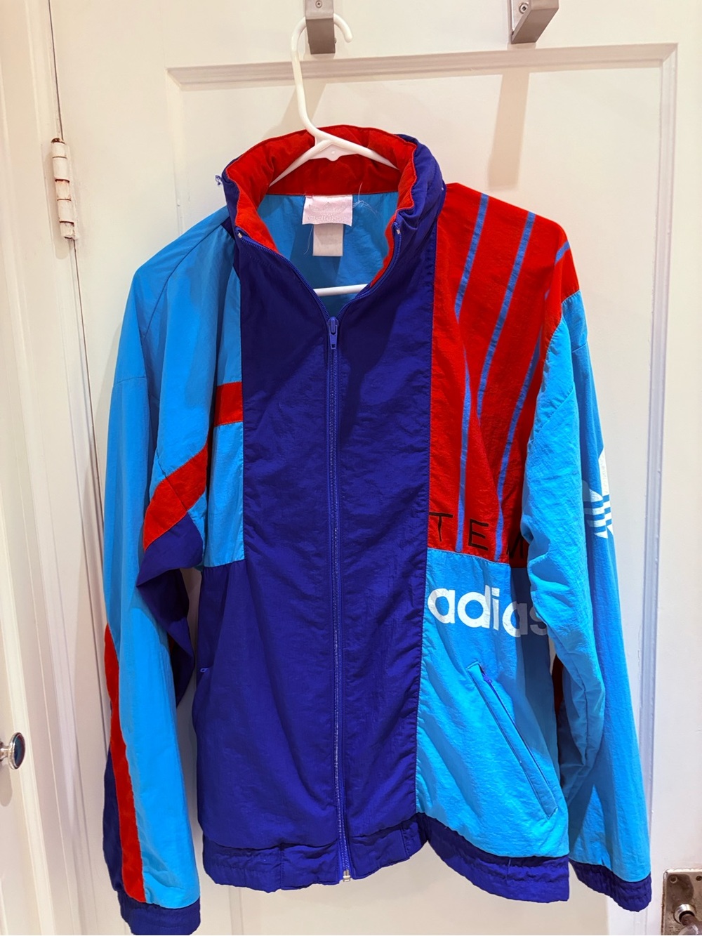 adidas Blue and Red Colorblock Bomber Jacket